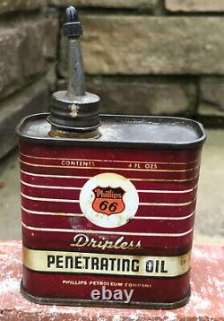 Vtg PHIlLIPS 66 Penetrating Oil 4oz Lead Top Oiler Can Tin Oil Can Short Rare