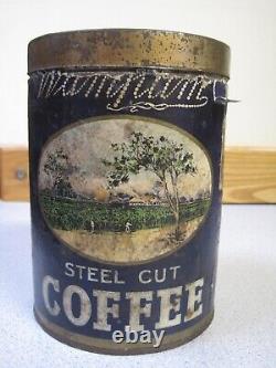 Vtg RARE Wampum STEEL CUT Coffee Can 1 lb. Stone Ordean Wells DULUTH Minnesota