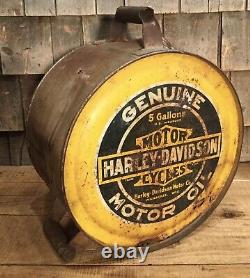 WOW Holy Grail RARE Early 1930s HARLEY DAVIDSON 5 Gal Rocker Motor Oil Can