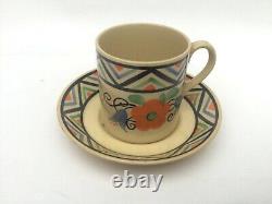 Wedgwood coffee can and saucer 1930 by Milicent Taplin rare item hand decorated